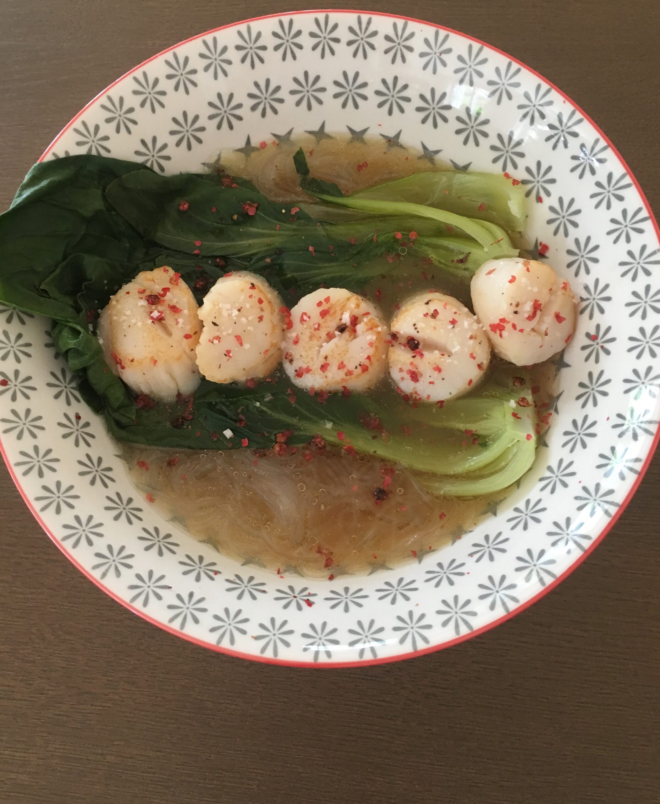 Lemongrass scallops with tapioca noodles & pak choi